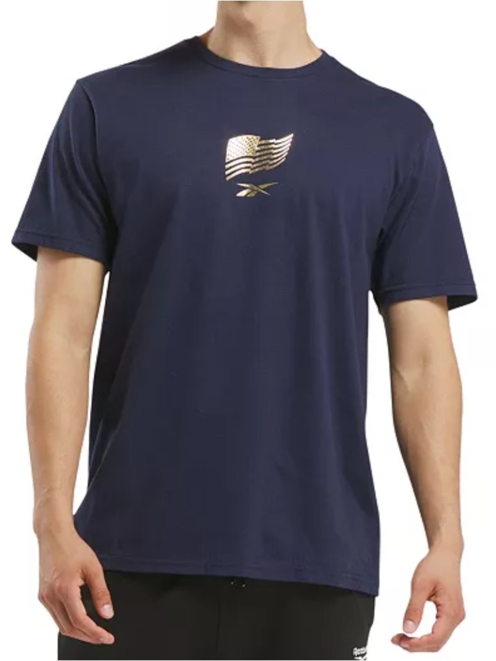 Reebok Navy Short-Sleeve Tee with Gold 'Medal State of Mind' Print